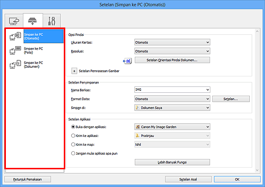 gambar: Kotak dialog Setelan